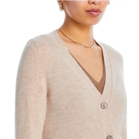 NWOT Like New C by Bloomingdales 100 Cashmere Beige Grandfather Cardigan Size S - Picture 5 of 8